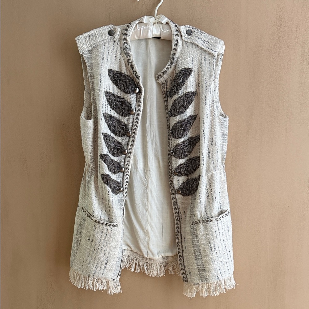 Zara Woven Fringe Sleeveless Vest